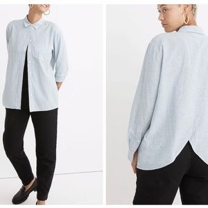 Madewell Oversized Ex-Boyfriend Tulip-Back Shirt in Stripe / SMALL